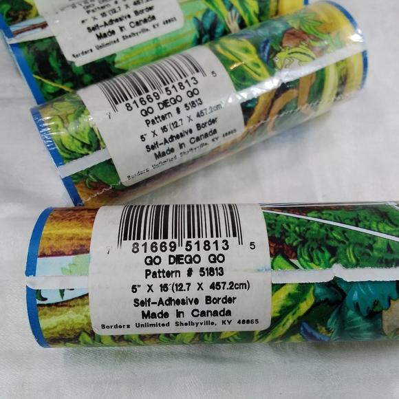Lot of 4 Rolls Go Diego Go Wallpaper BORDER Boy Monkey Forest Jungle 5”x15 Foot - Picture 9 of 11